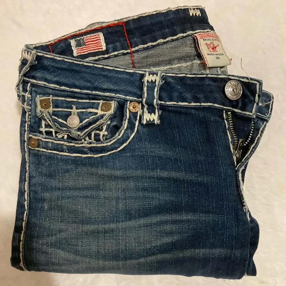 True Religion Billy Joey Super T Thick Thread Jeans Size 28 Made in USA